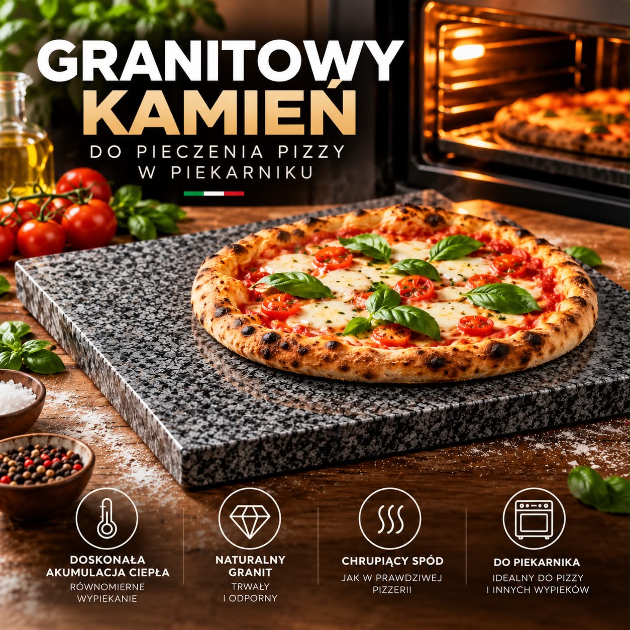 Zestaw Expert – 2x Ciasto, Semolina, 2x Pomidory, Oliwa, 3 Włoskie Napoje oraz Deska i kamień do pizzy GRATIS - obrazek 2